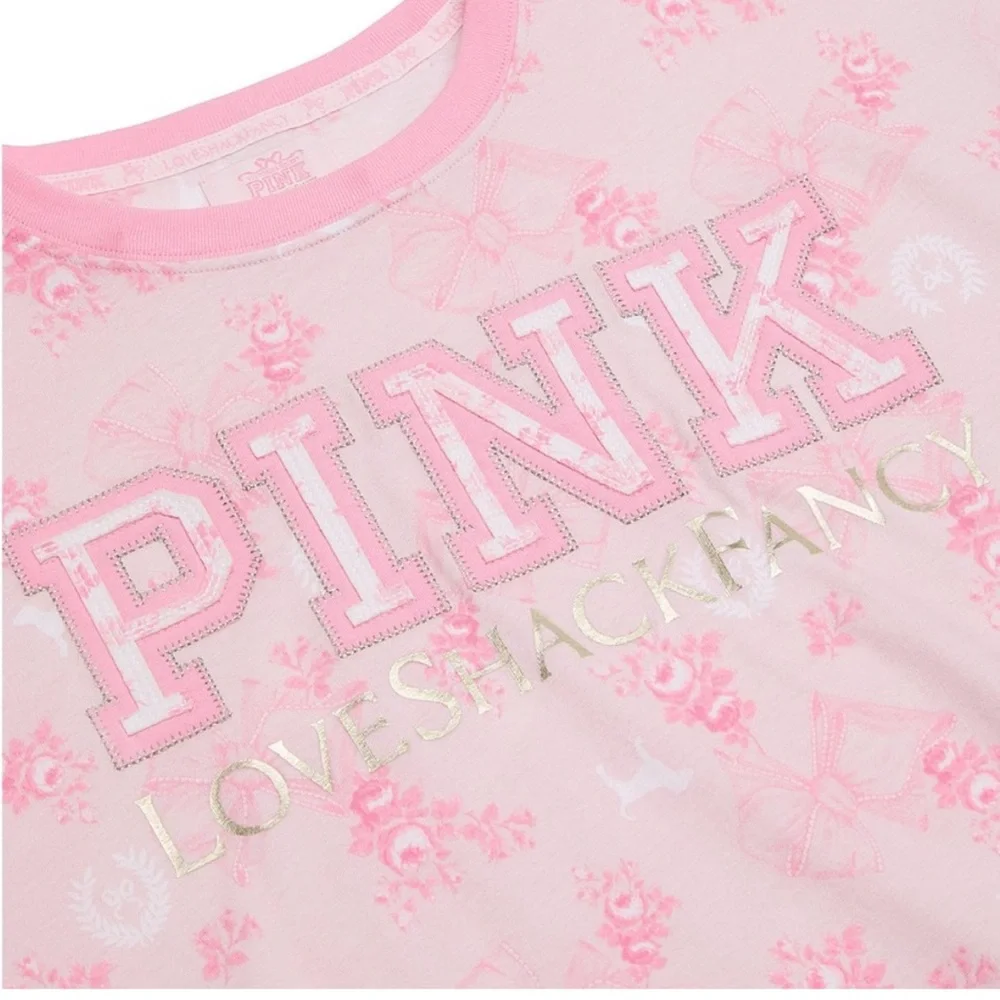 Pink X Love Shack Fancy CAMPUS COTTON TEE Limited Edition - Picture 2 of 4